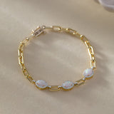 Opal Paperclip Link Bracelet
