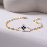 Sapphire Clover Chain Bracelet