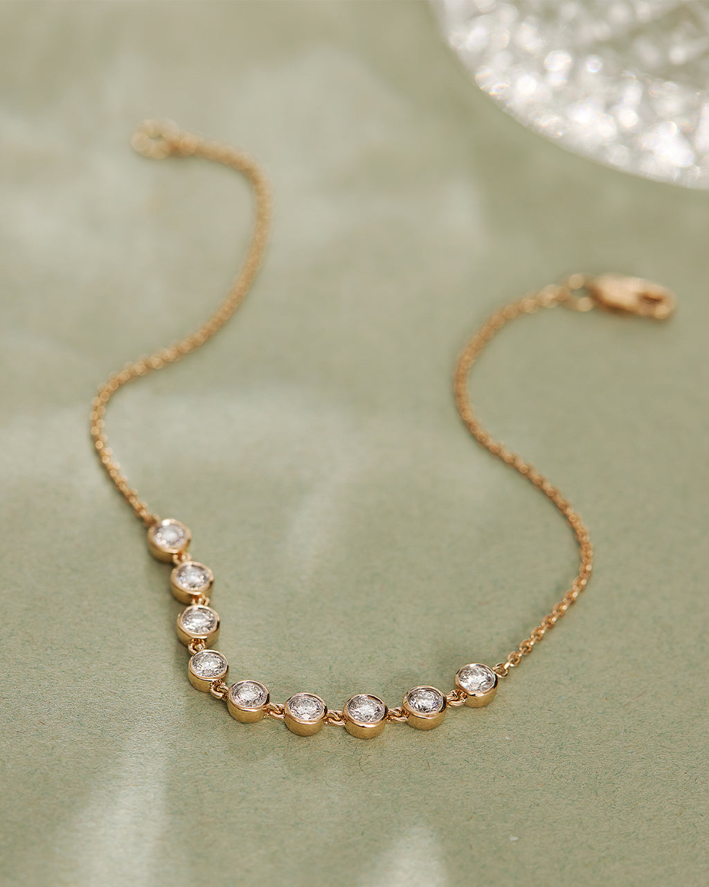 Bezel Set Chain Bracelet, 14K Solid Gold, 3/4 ct Lab Grown Diamond-5