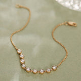 Bezel Set Chain Bracelet, 14K Solid Gold, 3/4 ct Lab Grown Diamond-5