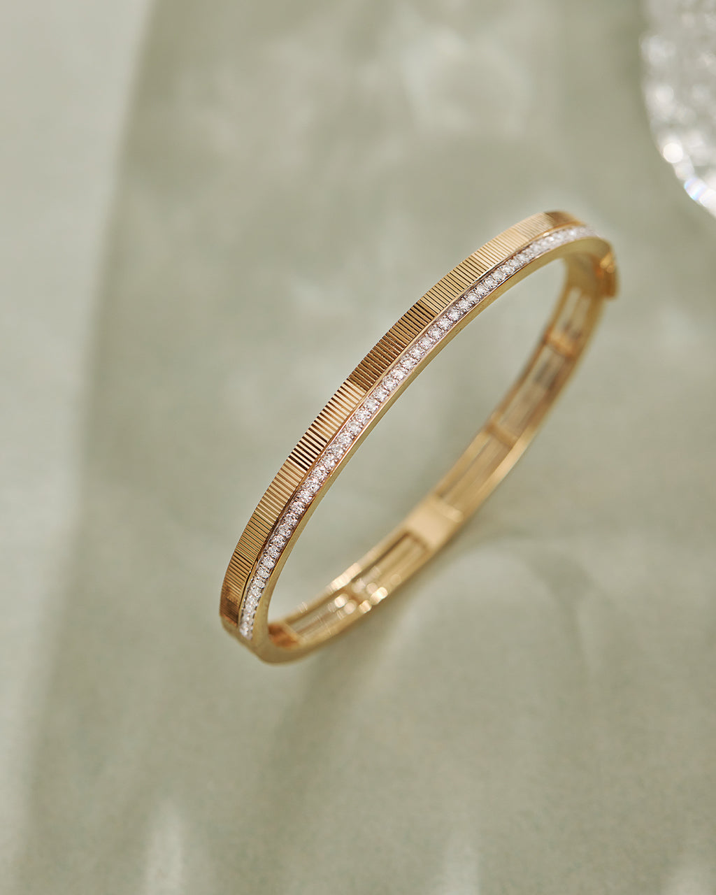 Textured Diamond Oval Bracelet, 14K Gold Vermeil, 5/8 ct Lab Grown Diamond-7
