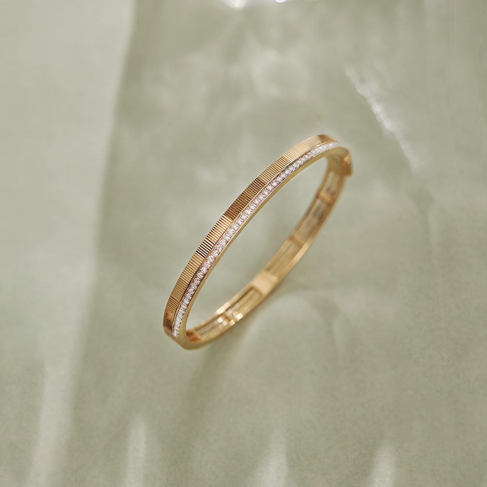 Textured Diamond Oval Bracelet, 14K Gold Vermeil, 5/8 ct Lab Grown Diamond-1