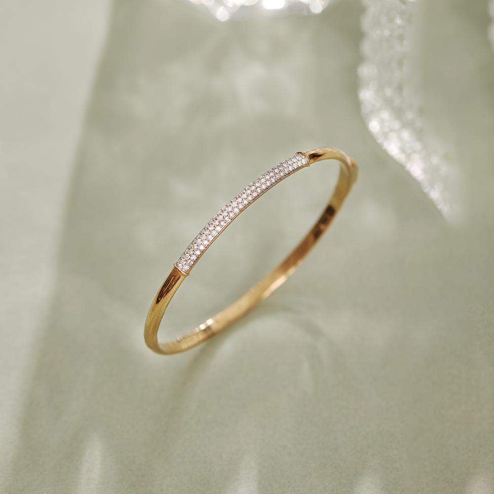 Dome Pave Diamond Oval Bracelet, 14K Gold Vermeil, 5/8 ct Lab Grown Diamond-1