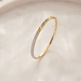 Angled Pave Diamond Oval Bracelet, 14K Gold Vermeil, 3/4 ct Lab Grown Diamond-1