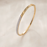 Angled Pave Diamond Oval Bracelet, 14K Solid Gold, 3/4 ct Lab Grown Diamond-6