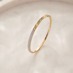Angled Pave Diamond Oval Bracelet, 14K Solid Gold, 3/4 ct Lab Grown Diamond-1