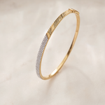 Angled Pave Diamond Oval Bracelet, 14K Gold Vermeil, 3/4 ct Lab Grown Diamond-6