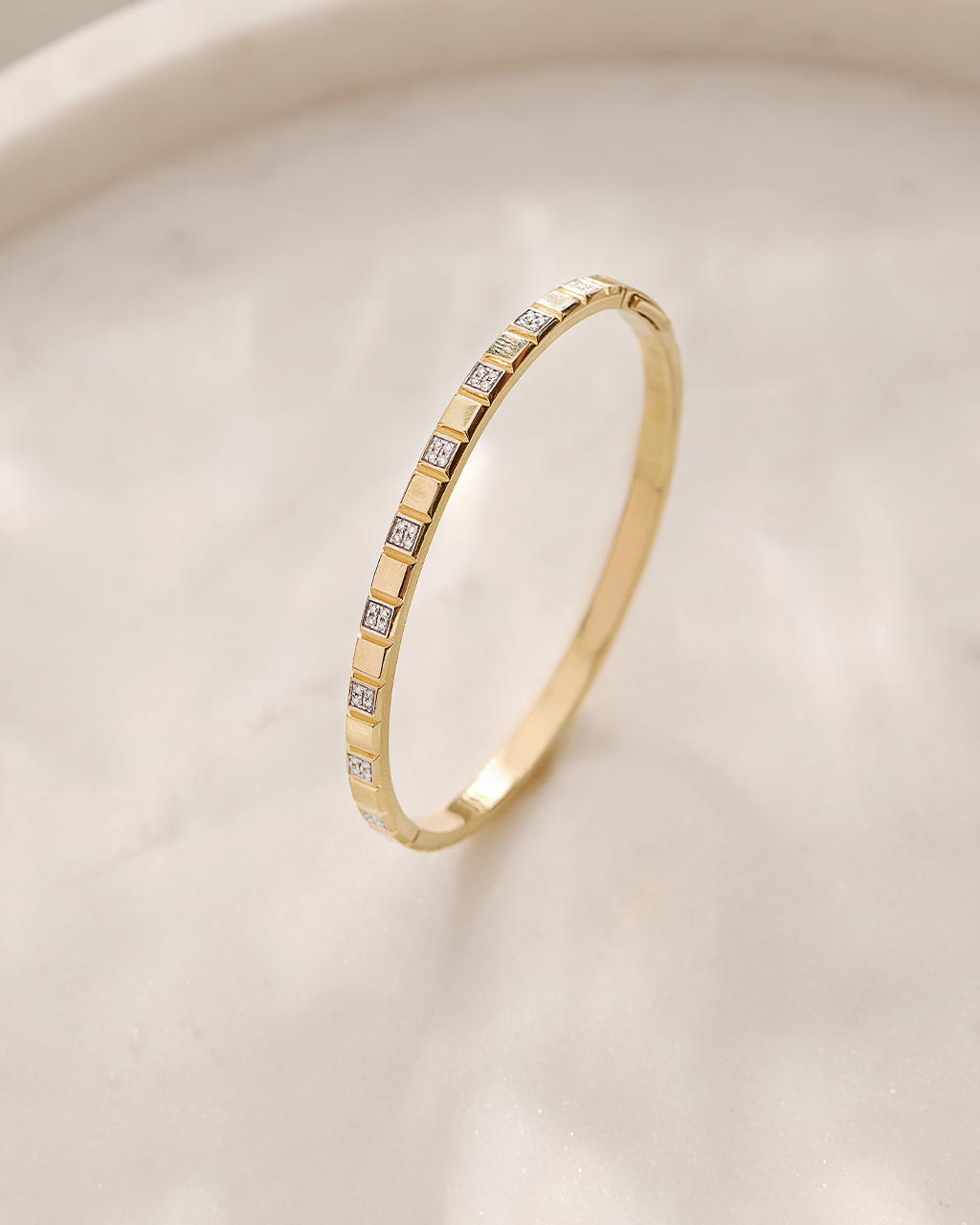Square Station Diamond Oval Bracelet, 14K Solid Gold, 1/4 ct Lab Grown Diamond-6