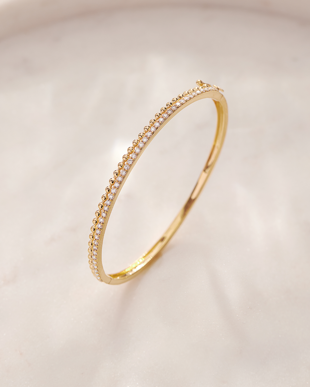 Beaded Oval Diamond Bracelet, 14K Solid Gold, 7/8 ct Lab Grown Diamond-4