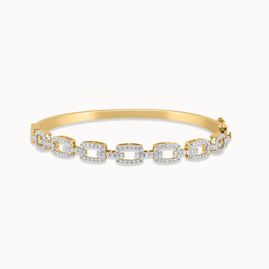 Interlinked Diamond Paperclip Oval Bracelet, 14K Solid Gold, 1 ct Lab Grown Diamond-3