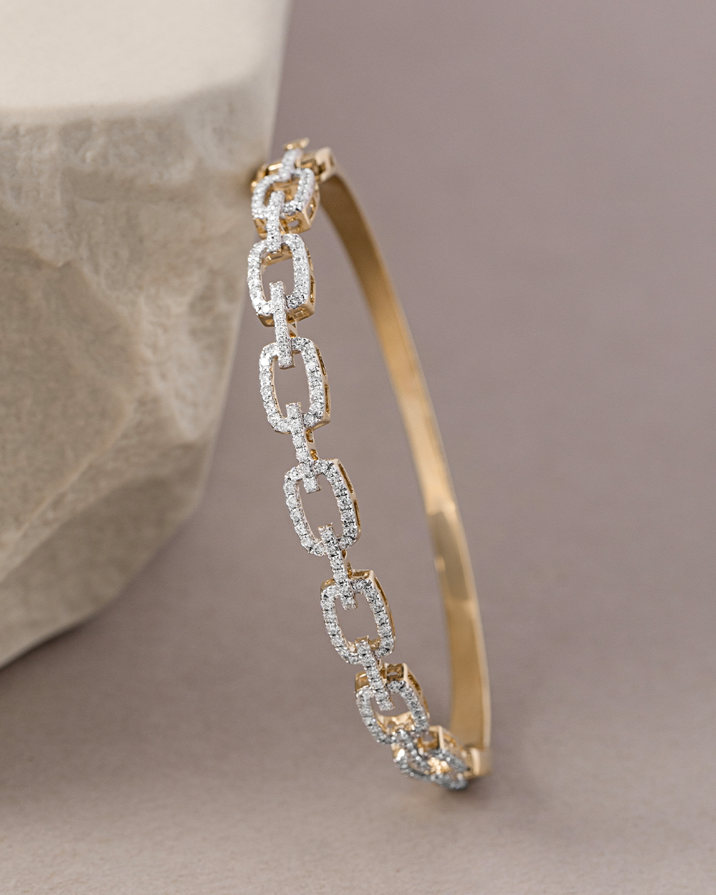 Interlinked Diamond Paperclip Oval Bracelet, 14K Solid Gold, 1 ct Lab Grown Diamond-5