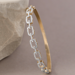 Interlinked Diamond Paperclip Oval Bracelet, 14K Solid Gold, 1 ct Lab Grown Diamond-5