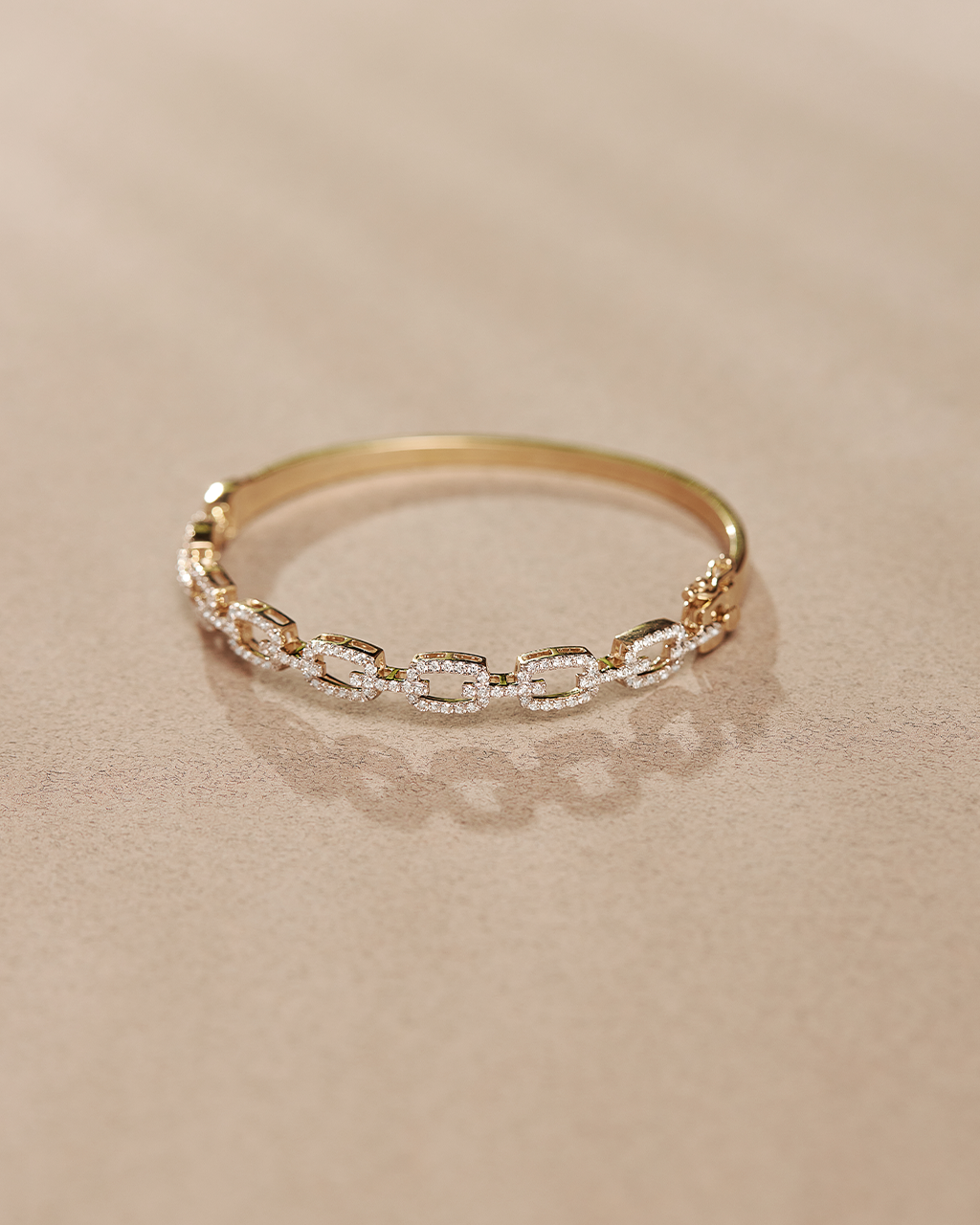 Interlinked Diamond Paperclip Oval Bracelet, 14K Solid Gold, 1 ct Lab Grown Diamond-6