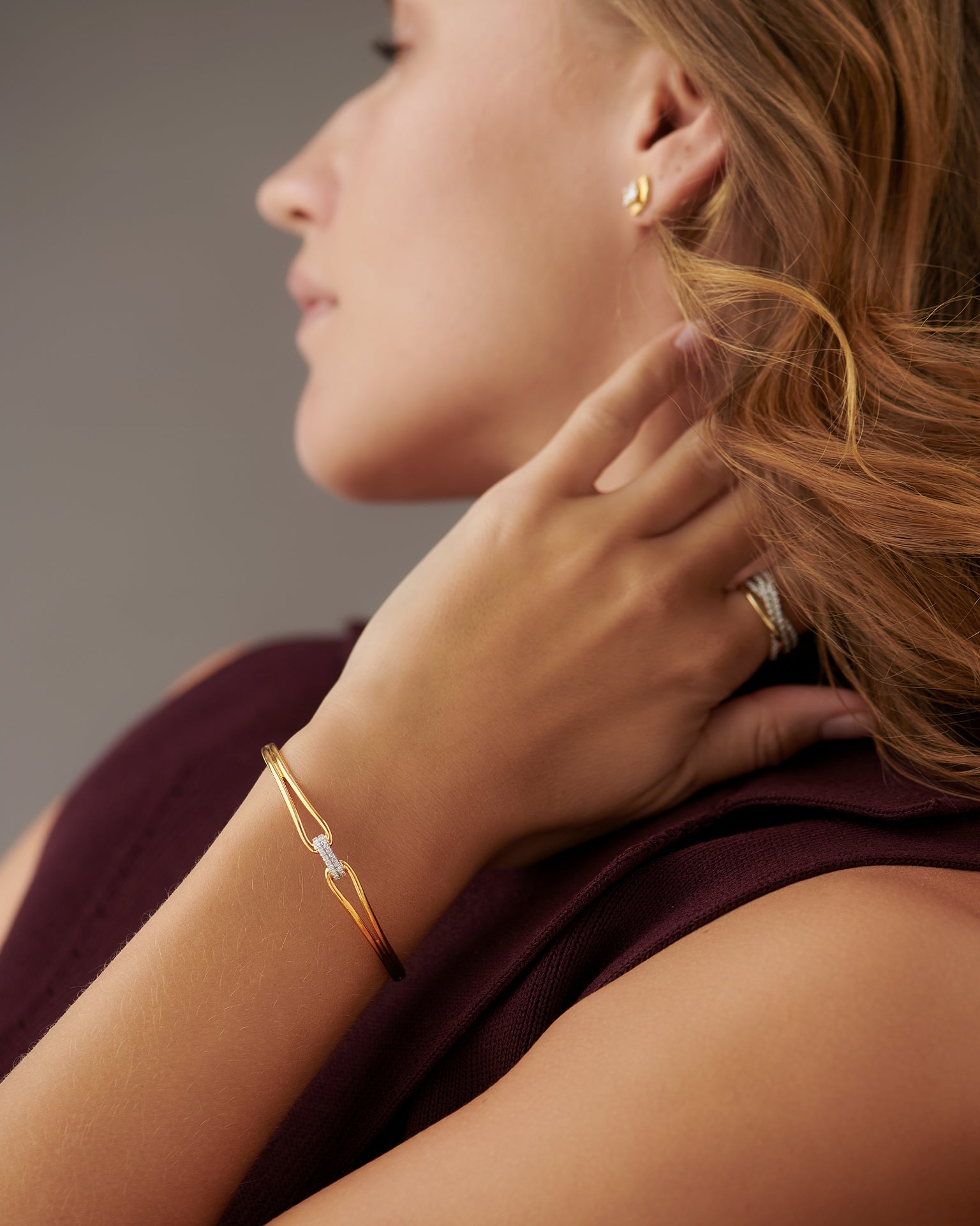 Link Diamond Oval Bracelet, 14K Solid Gold, 1/10 ct Lab Grown Diamond-2