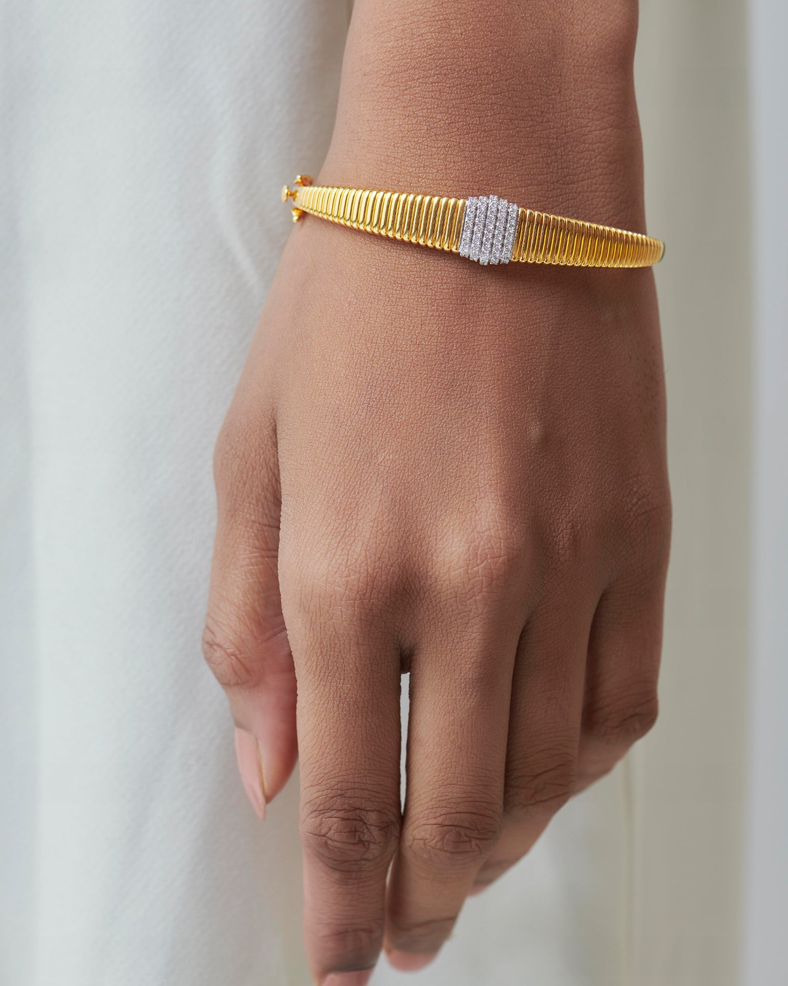 Bold Texture Diamond Bracelet, 14K Gold Vermeil, 1/3 ct Lab Grown Diamond-4