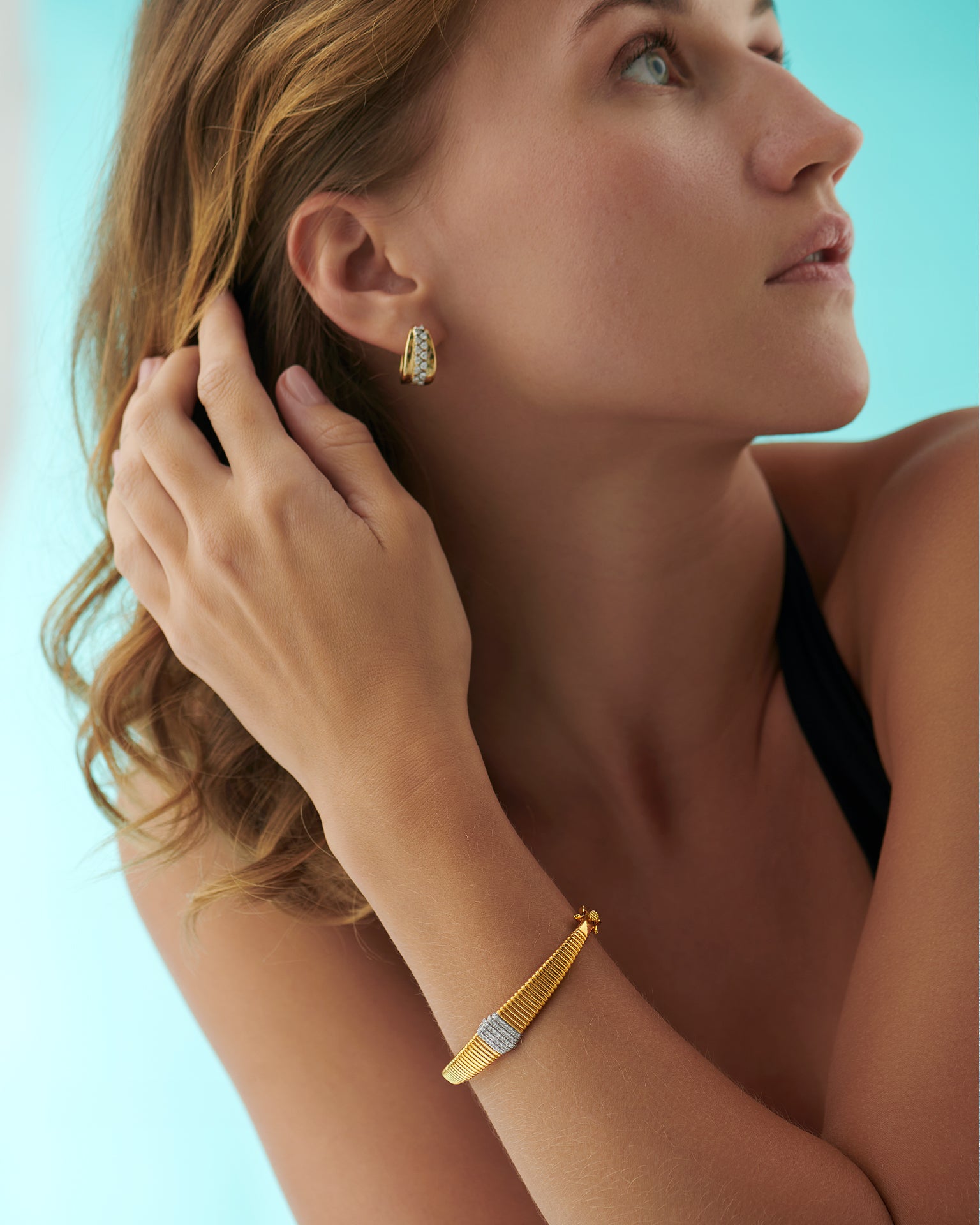 Bold Texture Diamond Bracelet, 14K Gold Vermeil, 1/3 ct Lab Grown Diamond-2