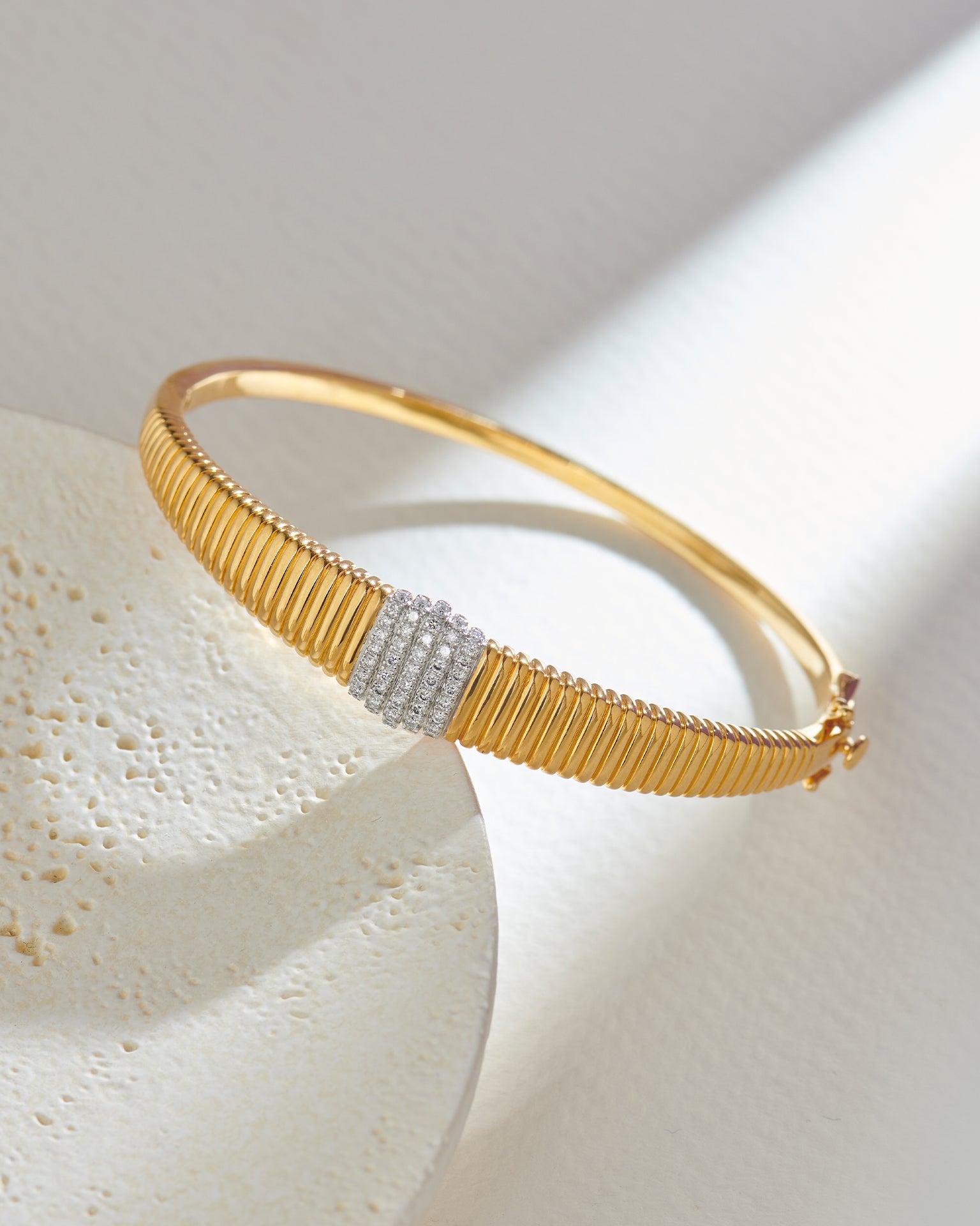 Bold Texture Diamond Bracelet, 14K Gold Vermeil, 1/3 ct Lab Grown Diamond-5