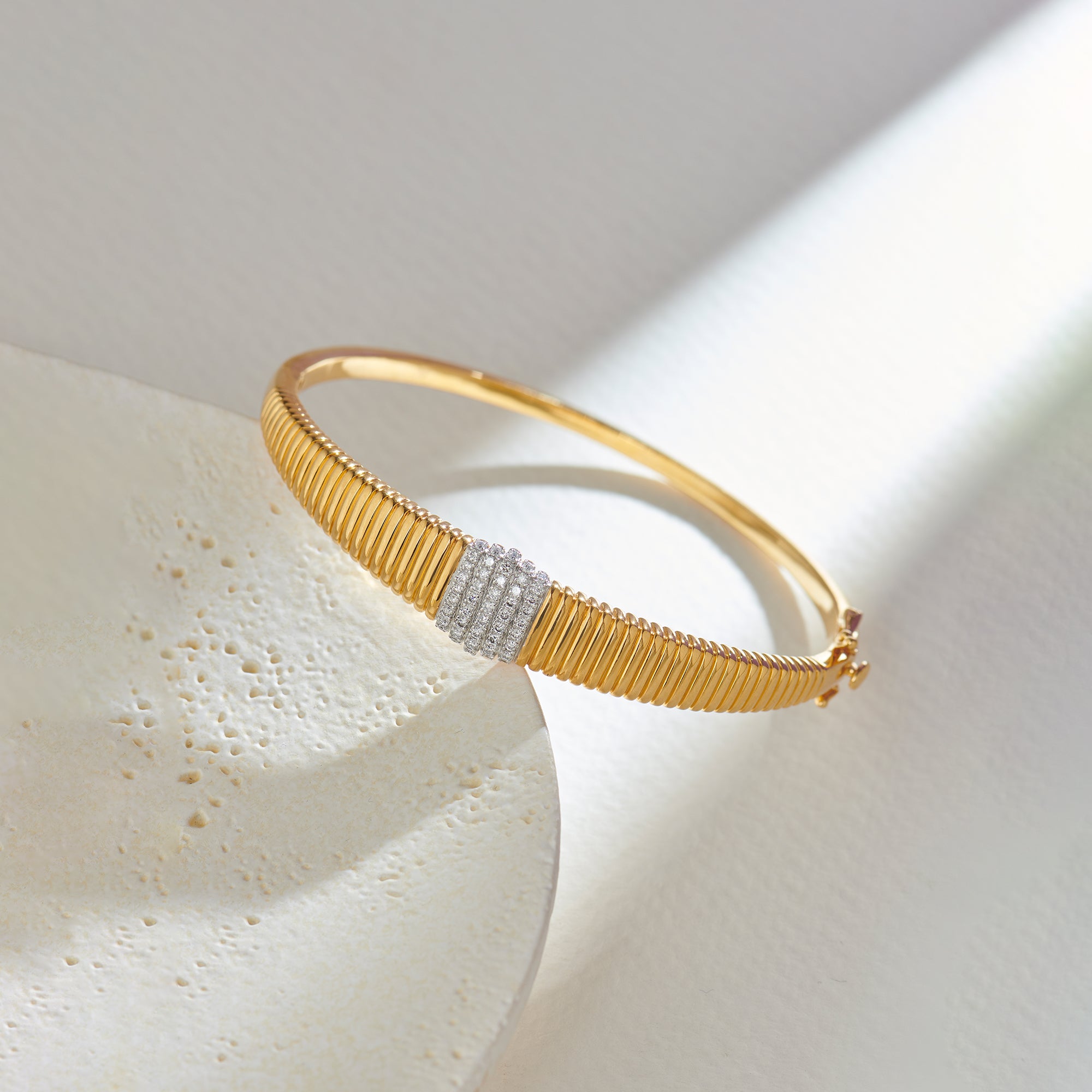 Bold Texture Diamond Bracelet, 14K Gold Vermeil, 1/3 ct Lab Grown Diamond-1