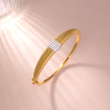 Bold Texture Diamond Bracelet, 14K Gold Vermeil, 1/3 ct Lab Grown Diamond-3