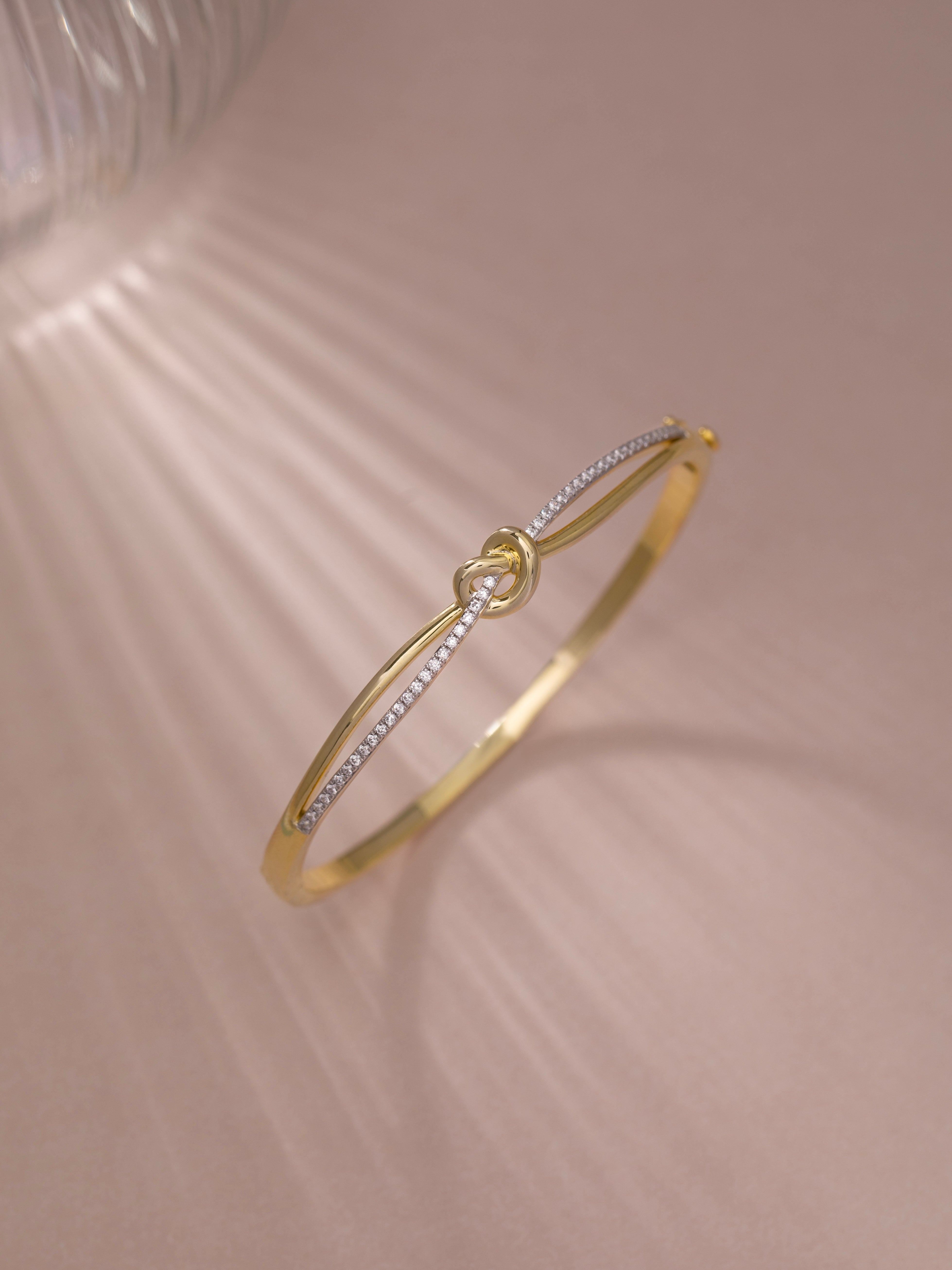 Celtic Diamond Knot Bracelet, 14K Solid Gold, 1/3 ct Lab Grown Diamond-7