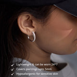 Duo Pave Line Hoop Earrings