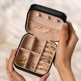 Black Faux Jewelry Case, 14K Gold Vermeil-1