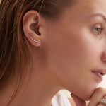 Minimal Diamond Climber Earrings, 10K Solid Gold, 1/5 ct Lab Grown Diamond-2