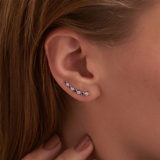 Created Sapphire Diamond Climber Earrings