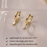 Diamond Drop Hoop Earrings