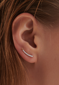 Minimal Diamond Climber Earrings