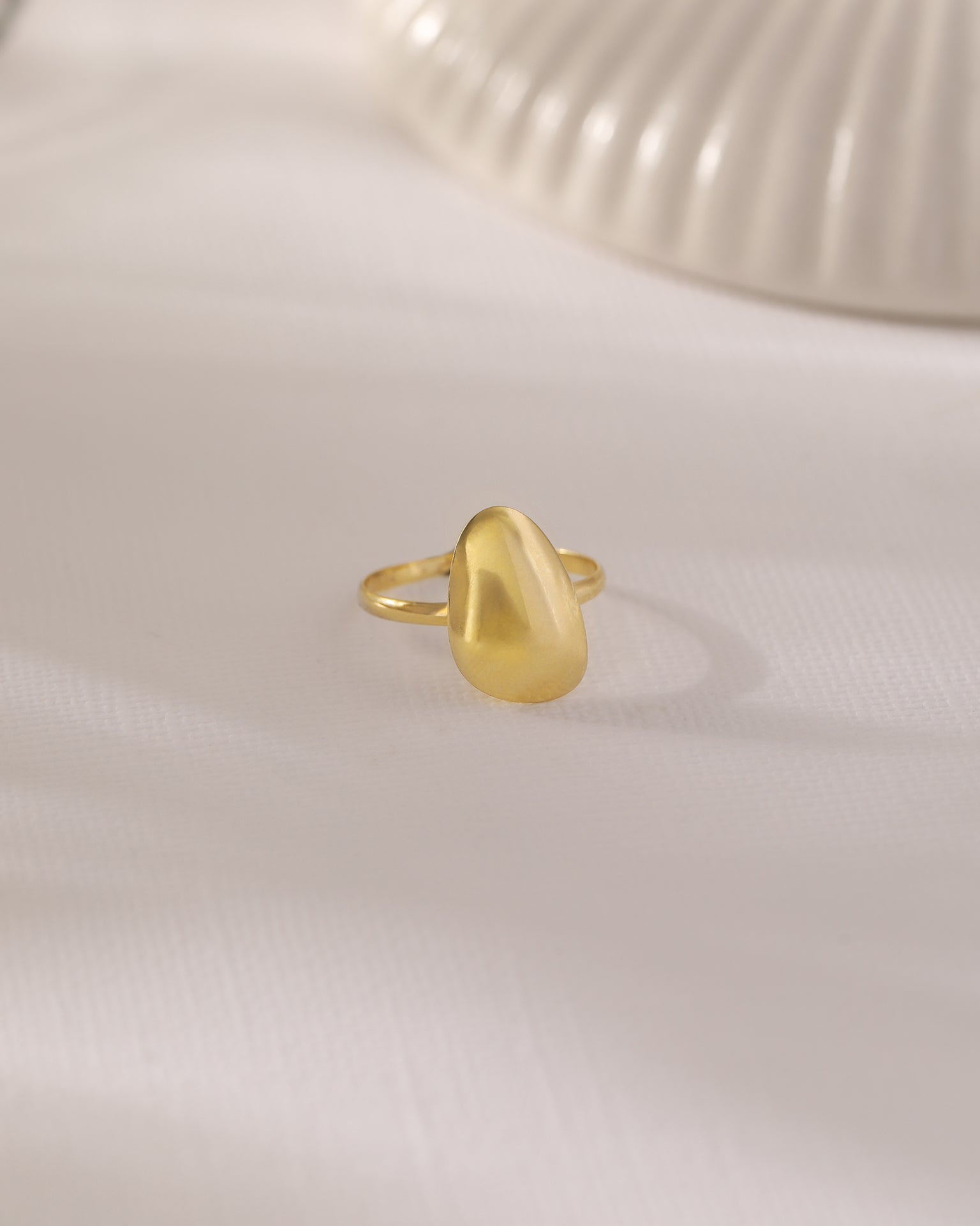 Gold Pebble Ring, 10K Solid Gold-4