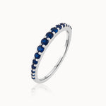 Created Blue Sapphire Stackable Band, 14K Solid Gold-3