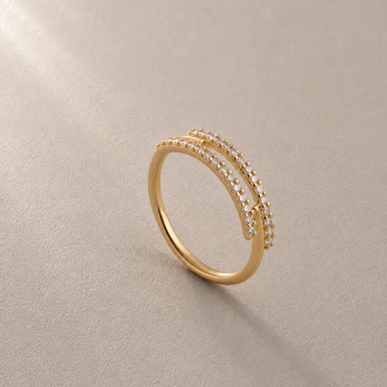 Two Row Diamond Pinky Ring