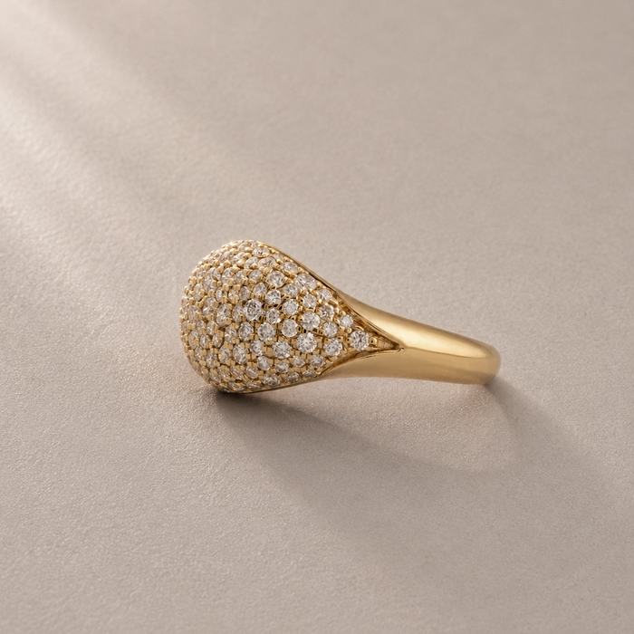 Diamond Studded Signet Pinky Ring