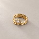 Pear Diamond Coil Pinky Ring