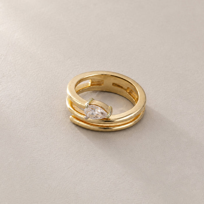 Pear Diamond Coil Pinky Ring