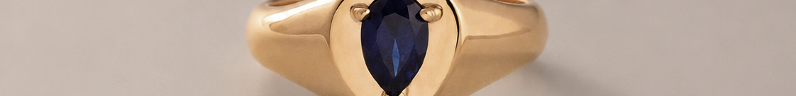 Created Sapphire Signet Pinky Ring