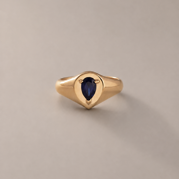 Created Sapphire Signet Pinky Ring