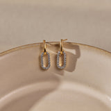 Pave Diamond Paperclip Drop Earrings