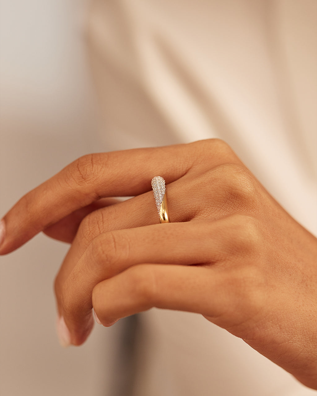 Duo Pave Diamond Band, 14K Solid Gold, 3/8 ct Lab Grown Diamond-2
