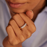 Angled Pave Diamond Band, 14K Solid Gold, 3/8 ct Lab Grown Diamond-2