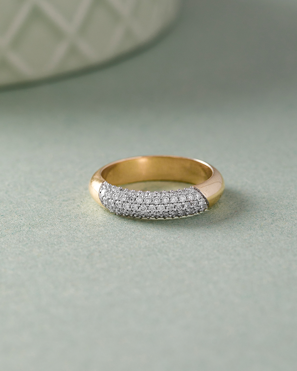 Angled Pave Diamond Band, 14K Solid Gold, 3/8 ct Lab Grown Diamond-5