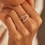 Interlocked Chevron Diamond Band, 14K Gold Vermeil, 1/4 ct Lab Grown Diamond-2