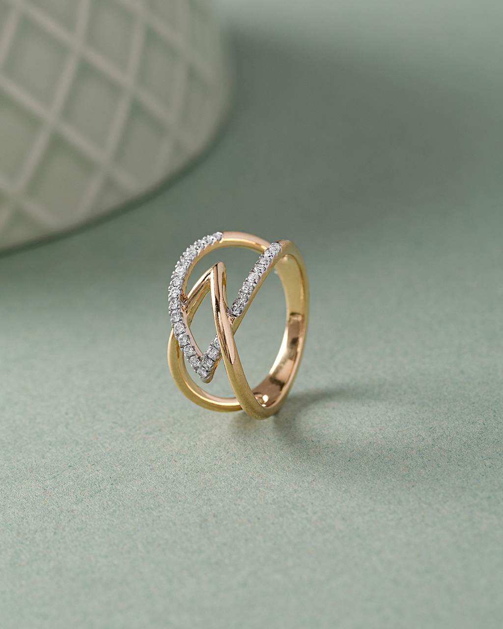 Interlocked Chevron Diamond Band, 14K Gold Vermeil, 1/4 ct Lab Grown Diamond-5