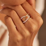 Interlocked Chevron Diamond Band, 14K Solid Gold, 1/4 ct Lab Grown Diamond-2