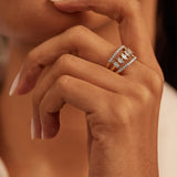 Wide Baguette Diamond Band, 14K Gold Vermeil, 3/4 ct Lab Grown Diamond-2