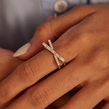 Geometric Criss Cross Diamond Band, 14K Solid Gold, 1/2 ct Lab Grown Diamond-2