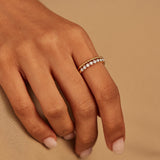 Bezel Set Beaded Diamond Band, 14K Solid Gold, 1/4 ct Lab Grown Diamond-2