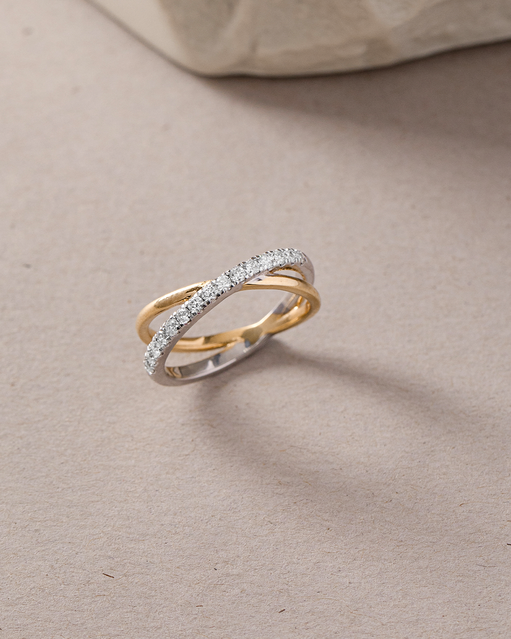 Asymmetric Criss Cross Diamond Band, 14K Solid Gold, 1/3 ct Lab Grown Diamond-5