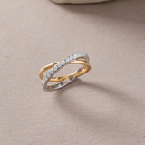 Asymmetric Criss Cross Diamond Band, 14K Solid Gold, 1/3 ct Lab Grown Diamond-5